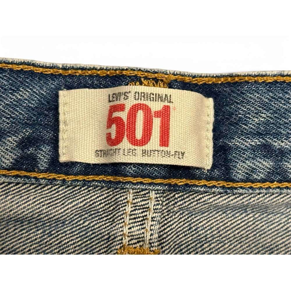 Vintage Y2K Levi’s Men’s 501 Straight Leg Med Wash 38x30 Button Fly Distressed - Picture 5 of 12